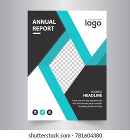 Brochure design template vector. Green abstract square cover book portfolio presentation poster in A4 layout. Flyers report business magazine.