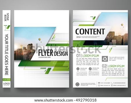 Brochure design template vector. Green abstract square cover book portfolio presentation poster in A4 layout. Flyers report business magazine.