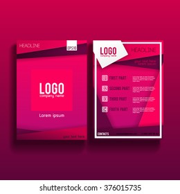Brochure design  template vector . Magazine front and back page, material style poster and banner. Cover scheme. Business leaflet layout.