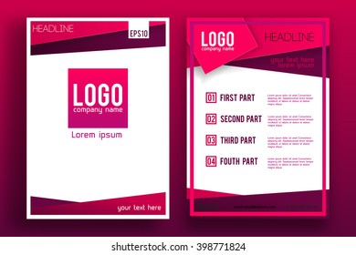 Brochure design  template vector . Magazine front and back page, material style poster and banner. Cover scheme. Business leaflet layout.
