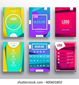 Vector de plantilla de diseño de folleto . Portada y portada de la revista, afiche de estilo material y banner. Régimen de cobertura. Diseño del folleto comercial.