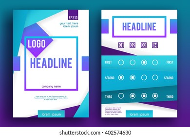Brochure design  template vector . Magazine front and back page, material style poster and banner. Cover scheme. Business leaflet layout.