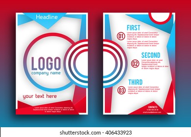 Brochure design  template vector . Magazine front and back page, material style poster and banner. Cover scheme. Business leaflet layout.