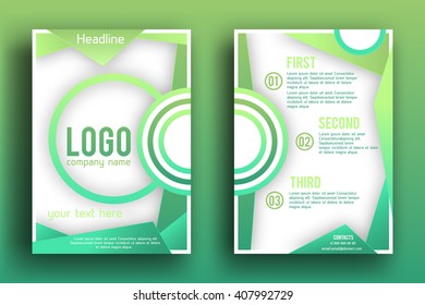 Brochure design  template vector . Magazine front and back page, material style poster and banner. Cover scheme. Business leaflet layout.