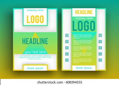 Brochure design  template vector . Magazine front and back page, material style poster and banner. Cover scheme. Business leaflet layout.