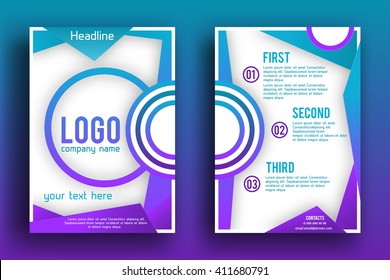 Brochure design  template vector . Magazine front and back page, material style poster and banner. Cover scheme. Business leaflet layout.