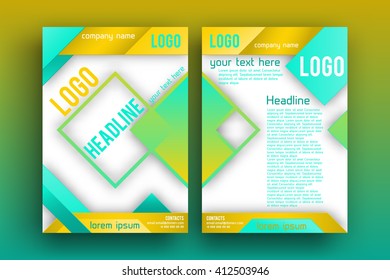 Brochure design  template vector . Magazine front and back page, material style poster and banner. Cover scheme. Business leaflet layout.