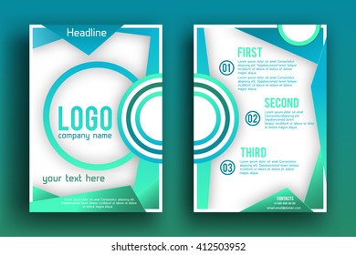 Brochure design  template vector . Magazine front and back page, material style poster and banner. Cover scheme. Business leaflet layout.