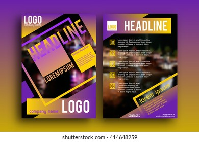 Brochure design  template vector . Magazine front and back page, material style poster and banner. Cover scheme. Business leaflet layout.