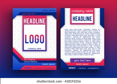 Brochure design  template vector . Magazine front and back page, material style poster and banner. Cover scheme. Business leaflet layout.