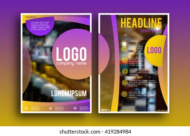 Brochure design  template vector . Magazine front and back page, material style poster and banner. Cover scheme. Business leaflet layout.