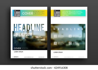 Brochure design  template vector . Magazine front and back page, material style poster and banner. Cover scheme. Business leaflet layout.