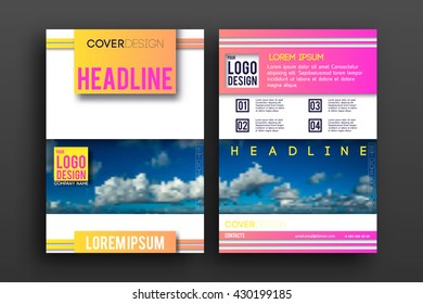 Brochure design  template vector . Magazine front and back page, material style poster and banner. Cover scheme. Business leaflet layout.
