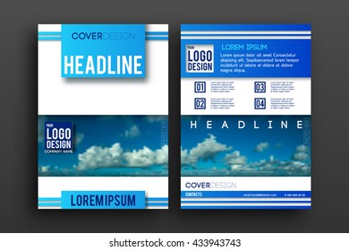 Brochure design  template vector . Magazine front and back page, material style poster and banner. Cover scheme. Business leaflet layout.