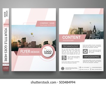 Brochure design template vector. Pink abstract shape cover book  presentation. City concept in A4 layout. Flyers report business magazine poster portfolio.