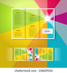 brochure design template vector star colored rays