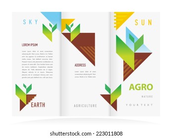 brochure design template vector tri-fold agriculture nature