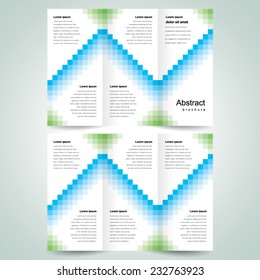 brochure design template vector trifold pixels mosaic abstract, cmyk profile