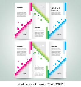 brochure design template vector trifold pixels mosaic abstract, cmyk profile