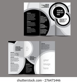brochure design template vector trifold black and white geometric abstract