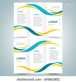 brochure design template vector tri-fold curves ornament abstract stripes