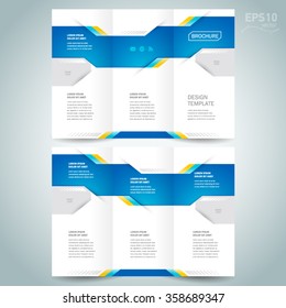 brochure design template vector tri-fold geometric abstract blue color