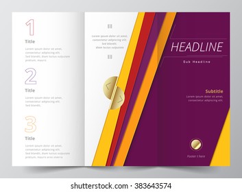 brochure design template vector tri-fold abstract purple color