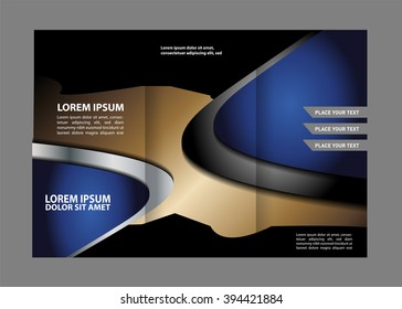 brochure design template vector tri-fold geometric abstract blue color
