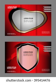 brochure design template vector tri-fold geometric abstract blue color

