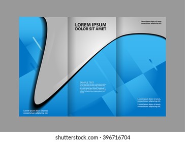 brochure design template vector tri-fold geometric abstract blue color
