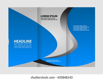 brochure design template vector tri-fold geometric abstract blue color
