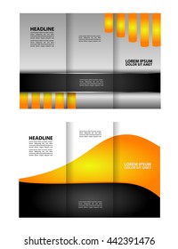 brochure design template vector tri-fold geometric abstract blue color
