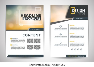 Brochure design template vector.Flyers annual report magazine poster presentation. Leaflet cover presentation with blur abstract background. Layout in A4 size.