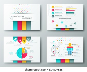 Brochure Design Templates, Infographic vector elements. Modern styled graphics for data visualization. Can be used in website, flyer, corporate report, presentation, marketing, timeline, etc.