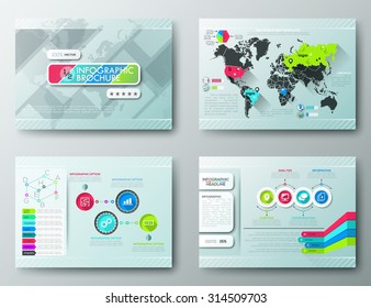 Brochure Design Templates, Infographic vector elements. Modern styled graphics for data visualization. Can be used in website, flyer, corporate report, presentation, marketing, timeline, etc.