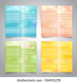 Brochure design templates set with abstract geometric background. Blue, pink, green, yellow colors. Vector brochure mockup EPS10