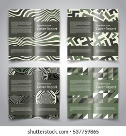 Brochure design templates set with abstract geometric background. Retro colors. Vector brochure mockup EPS10