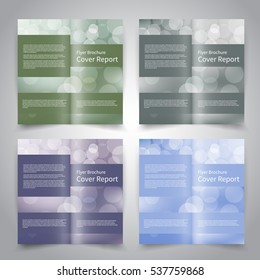 Brochure design templates set with abstract background with bokeh lights. Vector brochure mockup EPS10