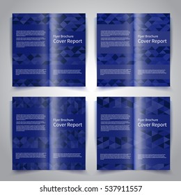 Brochure design templates set with abstract blue geometric background with triangles. Vector brochure mockup EPS10