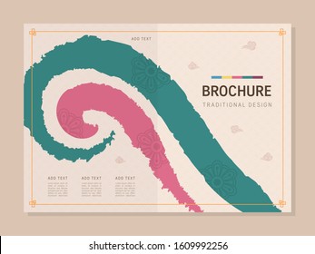 Brochure design with traditional Korean patterns