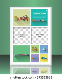 brochure design with transportation icons vector template