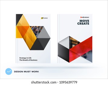 Brochure design triangles template. Colourful modern abstract set, annual report with triangles for branding.