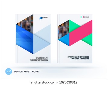 Brochure design triangles template. Colourful modern abstract set, annual report with triangles for branding.