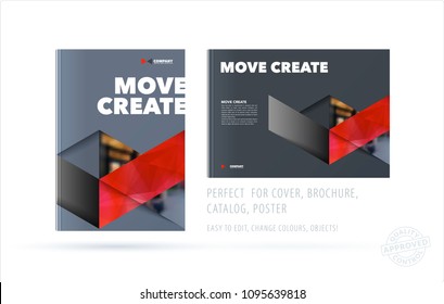 Brochure design triangles template. Colourful modern abstract set, annual report with triangles for branding.