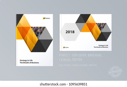 Brochure design triangles template. Colourful modern abstract set, annual report with triangles for branding.