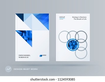 Brochure design triangular template. Colourful modern abstract set, annual report with shapes for branding.