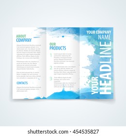 brochure design vector design pattern of tri crease leaflet with multicolored watercolor background handy for any project where a platter of colour makes the difference brochure design texture colourf