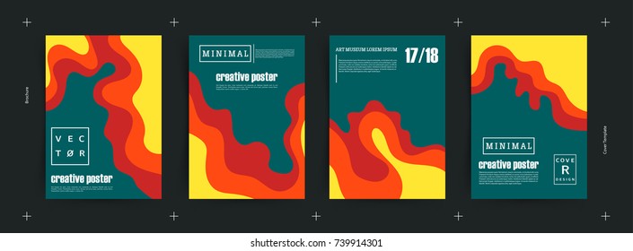 Brochure design vector template in A4 size. Abstract flame. Simple pattern. 