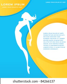 brochure design wit image of beautiful girl silhouette