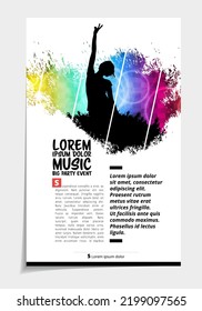 Brochure, ebook or presentation mockup with music event subject, vector illustration easy to editable